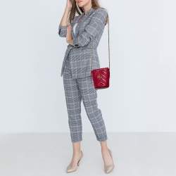 Pre Owned Gucci Red Matelasse Leather Mini GG Marmont Torchon Bucket Bag      