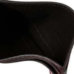 Pre Owned Gucci Burgundy Leather Heartbeat Print Card Holder