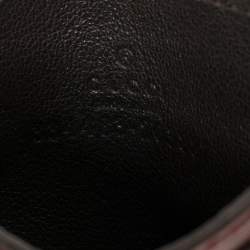 Pre Owned Gucci Burgundy Leather Heartbeat Print Card Holder