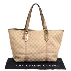 Pre Owned Gucci Beige GG Canvas Jolicoeur Tote 