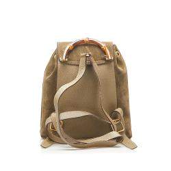 Pre Owned Gucci Brown Suede Bamboo Drawstring Backpack