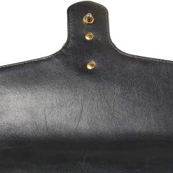 Pre Owned Gucci Black Matelasse Leather Small GG Marmont Top Handle Bag