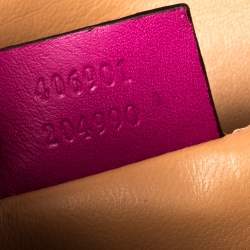 Pre Owned Gucci Fuchsia Suede Crystal Horsebit Broadway Clutch