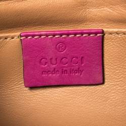 Pre Owned Gucci Fuchsia Suede Crystal Horsebit Broadway Clutch