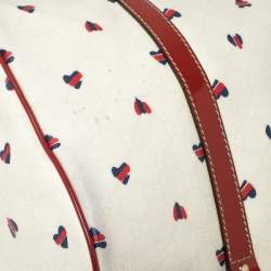 Pre Owned Gucci Red/White Coated Canvas and Patent Leather Medium Heart Joy Boston Bag