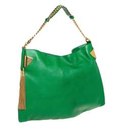 Pre Owned Gucci Green Leather Large Gucci 1970 Shoulder Bag