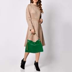 Pre Owned Gucci Green Leather Large Gucci 1970 Shoulder Bag