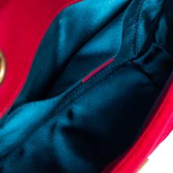 Pre Owned حقيبة كتف غوتشي مارمونت جي جي صغيرة قطيفة ماتيلاس أحمر