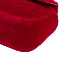 Pre Owned حقيبة كتف غوتشي مارمونت ج ي جي صغيرة قطيفة ماتيلاس أحمر