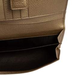 Pre Owned محفظة كونتيننتال غوتشي ببلا شراشيب بامبو جلد وكانفاس جي جي ذهبي/ بيج