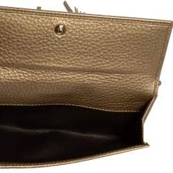 Pre Owned محفظة كونتيننتال غوتشي ببلا شراشيب بامبو جلد وكانفاس جي جي ذهبي/ بيج