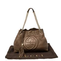 Pre Owned Gucci Brown Leather Medium Soho Tote