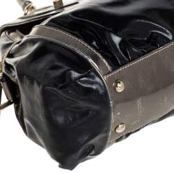 Pre Owned Gucci Black Coated Nylon and Patent Leather Dialux Pop Bamboo Top Handle Bag