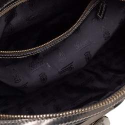 Pre Owned Gucci Black Coated Nylon and Patent Leather Dialux Pop Bamboo Top Handle Bag