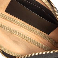 Pre Owned Gucci Brown/Black Suede and Patent Leather Ophidia Wristlet Pouch