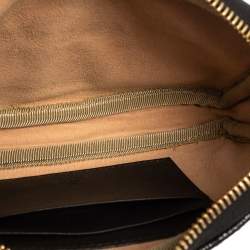 Pre Owned Gucci Brown/Black Suede and Patent Leather Ophidia Wristlet Pouch