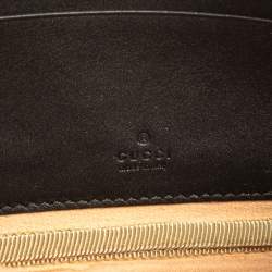 Pre Owned Gucci Brown/Black Suede and Patent Leather Ophidia Wristlet Pouch