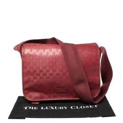 Pre Owned Gucci Dark Pink GG Imprime Coated Canvas Messenger Diaper Bag