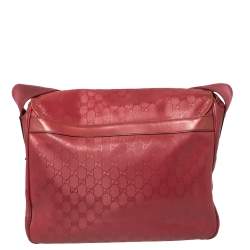 Pre Owned Gucci Dark Pink GG Imprime Coated Canvas Messenger Diaper Bag