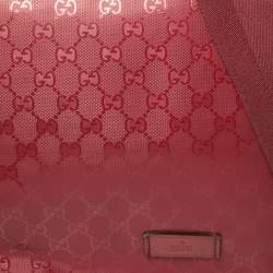 Pre Owned Gucci Dark Pink GG Imprime Coated Canvas Messenger Diaper Bag