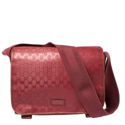 Pre Owned Gucci Dark Pink GG Imprime Coated Canvas Messenger Diaper Bag