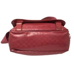 Pre Owned Gucci Dark Pink GG Imprime Coated Canvas Messenger Diaper Bag