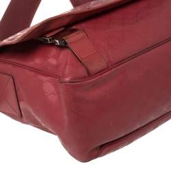 Pre Owned Gucci Dark Pink GG Imprime Coated Canvas Messenger Diaper Bag
