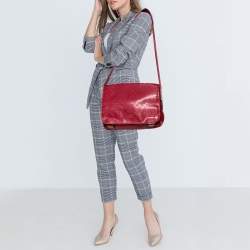Pre Owned Gucci Dark Pink GG Imprime Coated Canvas Messenger Diaper Bag