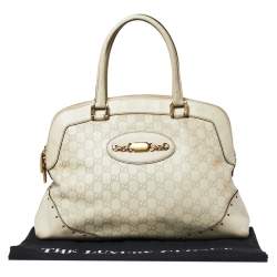 Pre Owned Gucci Off White Guccissima Leather Large Punch Satchel