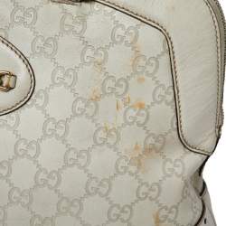 Pre Owned Gucci Off White Guccissima Leather Large Punch Satchel
