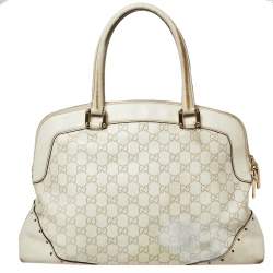 Pre Owned Gucci Off White Guccissima Leather Large Punch Satchel