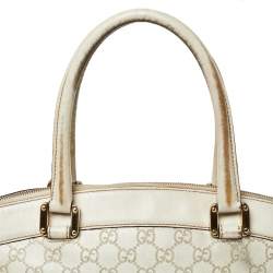 Pre Owned Gucci Off White Guccissima Leather Large Punch Satchel