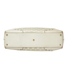 Pre Owned Gucci Off White Guccissima Leather Large Punch Satchel