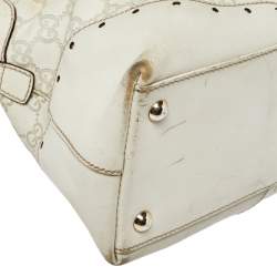 Pre Owned Gucci Off White Guccissima Leather Large Punch Satchel