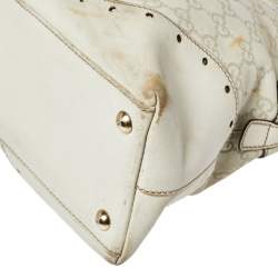 Pre Owned Gucci Off White Guccissima Leather Large Punch Satchel