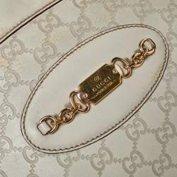 Pre Owned Gucci Off White Guccissima Leather Large Punch Satchel