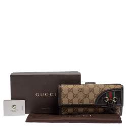 مملوكة مسبقًا محفظة غوتشي كونتينينتال دلاية شراشيب هورسبيت جلد و كانفاس جي جي بني و بيج