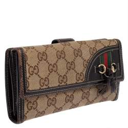 مملوكة مسبقًا محفظة غوتشي كونتينينتال دلاية شراشيب هورسبيت جلد و كانفاس جي جي بني و بيج