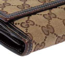 مملوكة مسبقًا محفظة غوتشي كونتينينتال دلاية شراشيب هورسبيت جلد و كانفاس جي جي بني و بيج