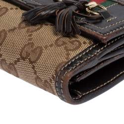 مملوكة مسبقًا محفظة غوتشي كونتينينتال دلاية شراشيب هورسبيت جلد و كانفاس جي جي بني و بيج
