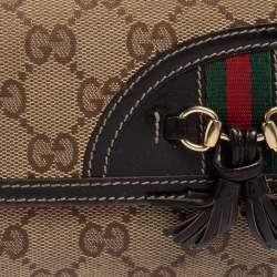 مملوكة مسبقًا محفظة غوتشي كونتينينتال دلاية شراشيب هورسبيت جلد و كانفاس جي جي بني و بيج