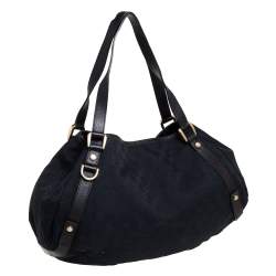 Pre Owned Gucci Black GG Canvas and Leather Abbey Hobo
