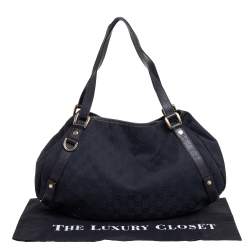 Pre Owned Gucci Black GG Canvas and Leather Abbey Hobo