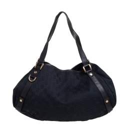 Pre Owned Gucci Black GG Canvas and Leather Abbey Hobo