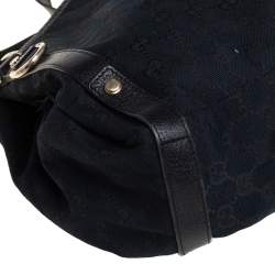 Pre Owned Gucci Black GG Canvas and Leather Abbey Hobo