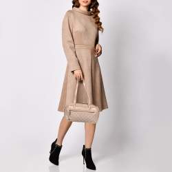 Pre Owned Gucci Beige GG Canvas and Leather Satchel