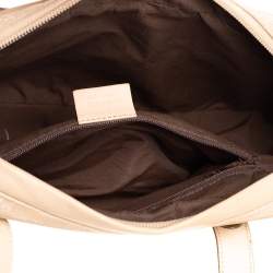 Pre Owned Gucci Beige GG Canvas and Leather Satchel