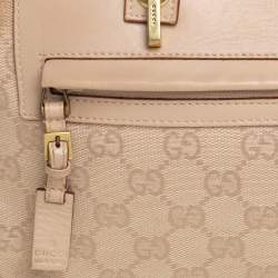 Pre Owned Gucci Beige GG Canvas and Leather Satchel