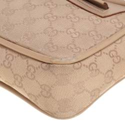 Pre Owned Gucci Beige GG Canvas and Leather Satchel