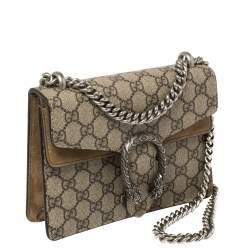 مملوكة مسبقًا Gucci Beige GG Supreme Canvas and Suede Mini Dionysus Shoulder Bag